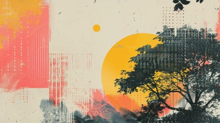 beautiful mixed abstract illustration for graphic summer and urban background theme