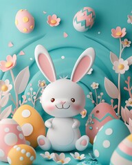 Obraz premium Celebrate with our cute and cuddly Easter bunny. He's the perfect addition to any Easter celebration.