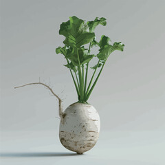 a bunch of green leaves of a radish with a leafy top.