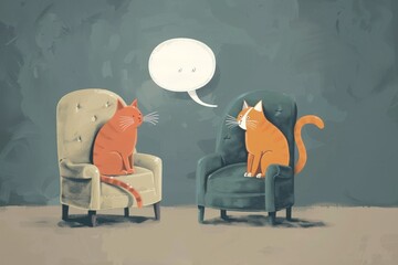 Professional Psychotherapy with Cat, Psychiatrist Conversation, Psychology Session, Mental Health