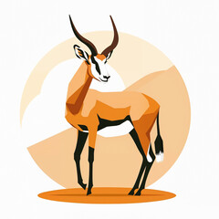 Vector Logo Style Illustration of an Antelope.  Isolated White Background. Generative AI Image.