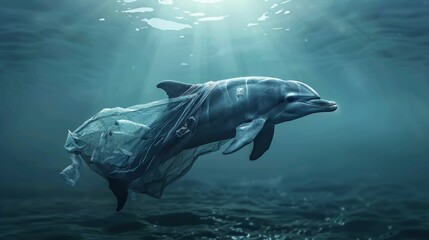 Dolphin caught in plastic bag highlights the impact of ocean pollution