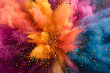 Fototapeta premium Colorful dust explosion background texture, colorful powder explosion dust splash concept illustration