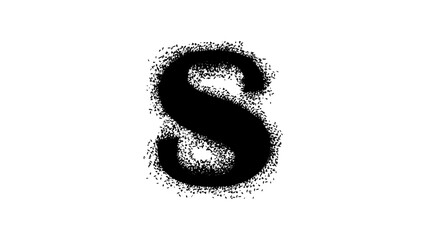 letter S with Spray Paint Drips, black isolated silhouette