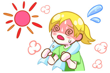 熱中症の金髪女の子