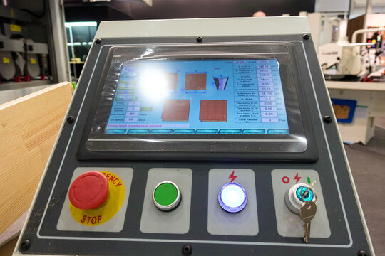 HMI operator touch panel with software. Low-level automation.