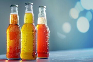 Orange Beer Bottles Mockup for Summer Day, Sweet Alcohol Drinks for Holiday Celebration, Beer Bottle