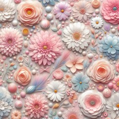 a floral pattern with flowers on it and a white background.