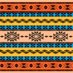 Seamless ethnic pattern. Handmade. Horizontal stripes. Vector illustration.