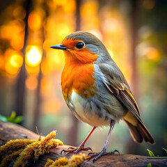 Medium shot, Gray and red feathers on a bird, in the style of yellow and orange, moody lighting,...