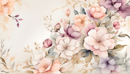 Obraz premium Abstract background with plant and flower themes, luxury, elegant colors, invitations, banners, copy space, made with AI generative