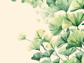 High-detail depiction of Gingko Biloba leaves, renowned for memory enhancement, with right copy space