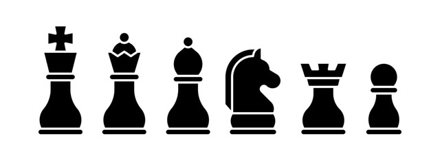 Minimalist vector illustration of chess pieces in solid style