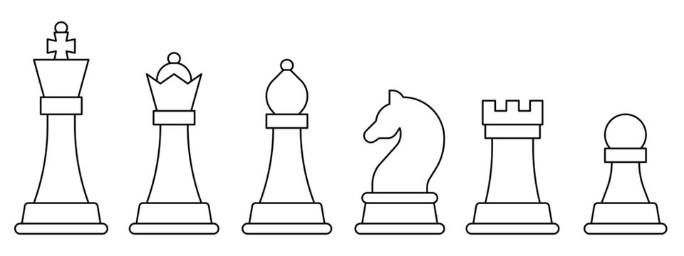 Minimalist vector illustration of chess pieces in line style