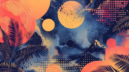 beautiful mixed abstract illustration for graphic summer and urban background theme