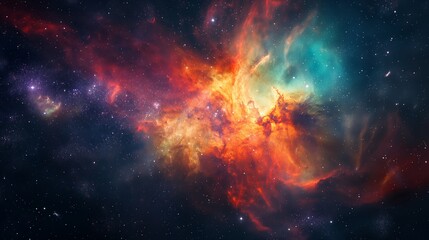Fototapeta premium Cosmic Nebula with Vibrant Colors in Space
