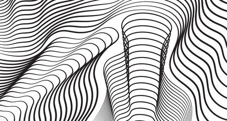 Black curve lines over white background vector minimal design.
