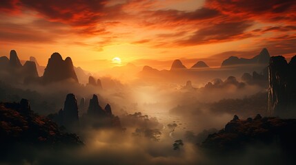 Fototapeta premium sunrise over the mountains