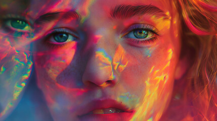 Dynamic color splash portrait in red and blue hues