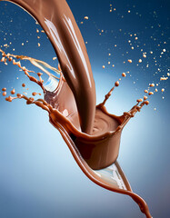 soft chocolate falling into a glass