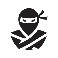 minimalist ninja logo on a white background