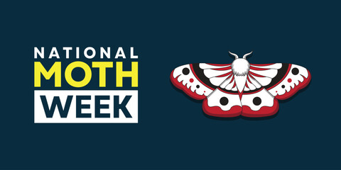 National Moth Week. Great for cards, banners, posters, social media and more. blue background.
