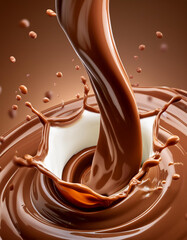 melted chocolate and milk dripping