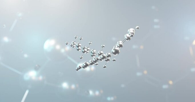Prochlorperazine rotating 3d molecule, molecular structure of typical antipsychotics, seamless video