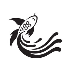 minimalist fish logo on a white background