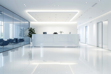 Reception room in light colors, mockup