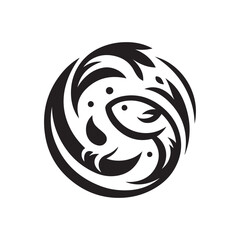 minimalist fish logo on a white background