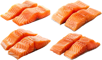 set of fresh salmon fillets, cut out