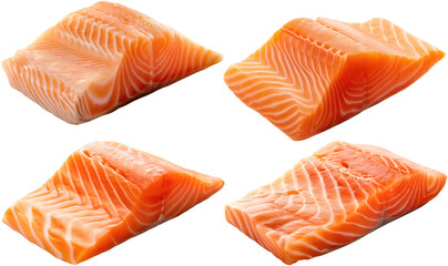 set of fresh salmon fillets, cut out