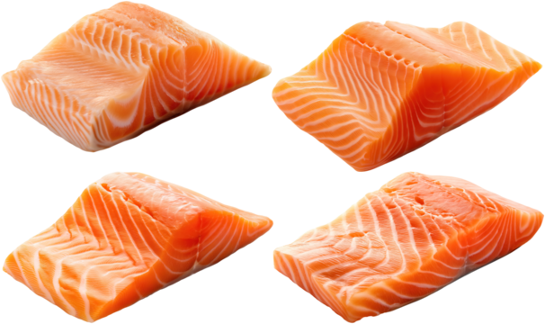 set of fresh salmon fillets, cut out