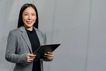 Businesswoman png using tablet