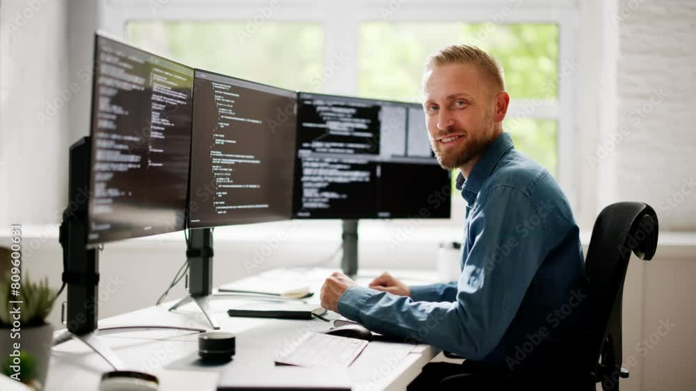 Poster Web Developer Coding On Computer