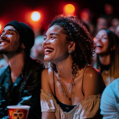 Moviegoers at a film premiere, showing reactions ranging from laughter to tears
