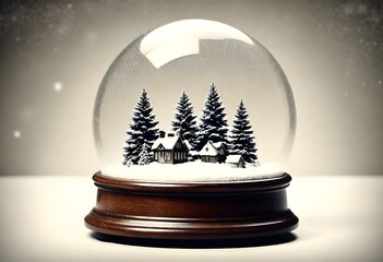 Antique analog vintage snow globe ai image stained (7)