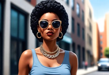 Comic style fashionforward black woman posing in o (1)