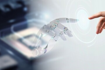 Robot hand finger, AI background technology graphics