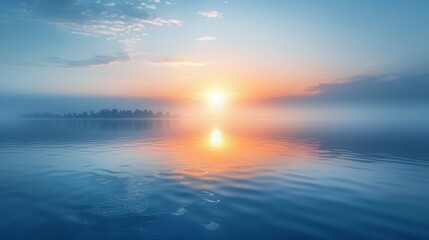 Serene sunrise over calm lake symbolizing new beginnings and hope