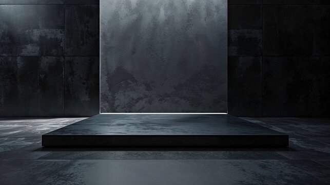 Empty Product Stage with Dramatic Lighting. Dark Product Background Template.