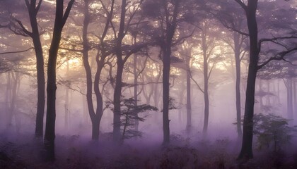 A forest canopy bathed in the soft light of dawn upscaled 9