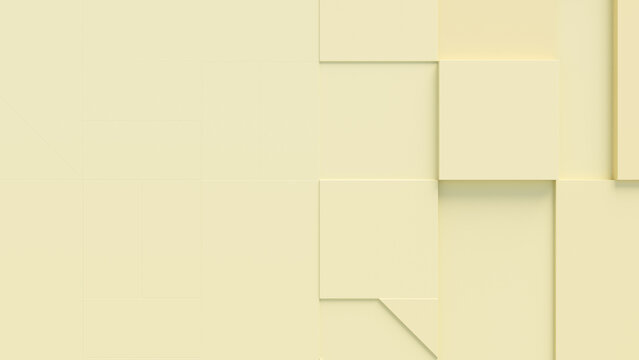 Abstract wallpaper created from interlocking Orange and Yellow Shapes. Tech 3D Render with copy-space. 