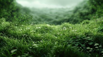 Verdant field filled with lush grass
