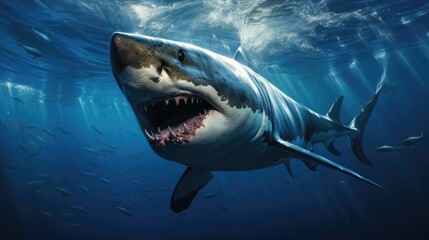 Shark with mouth open in water