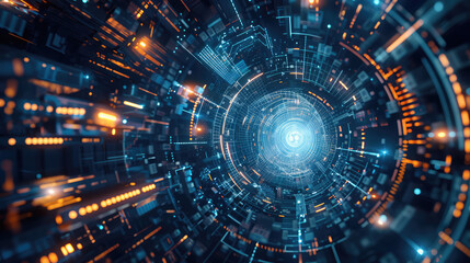 abstract digital computer spherical background