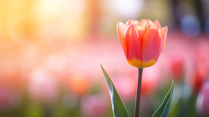 Beautiful tulip bouquet and bokeh background, Thanksgiving Mother's Day concept illustration