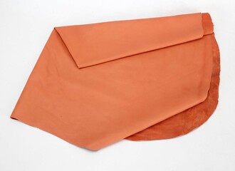 orange color original leather skin isolated