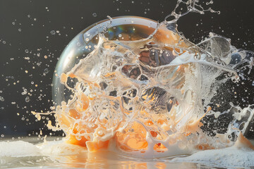 Captivating hyperrealistic bubble explosion with vivid details
